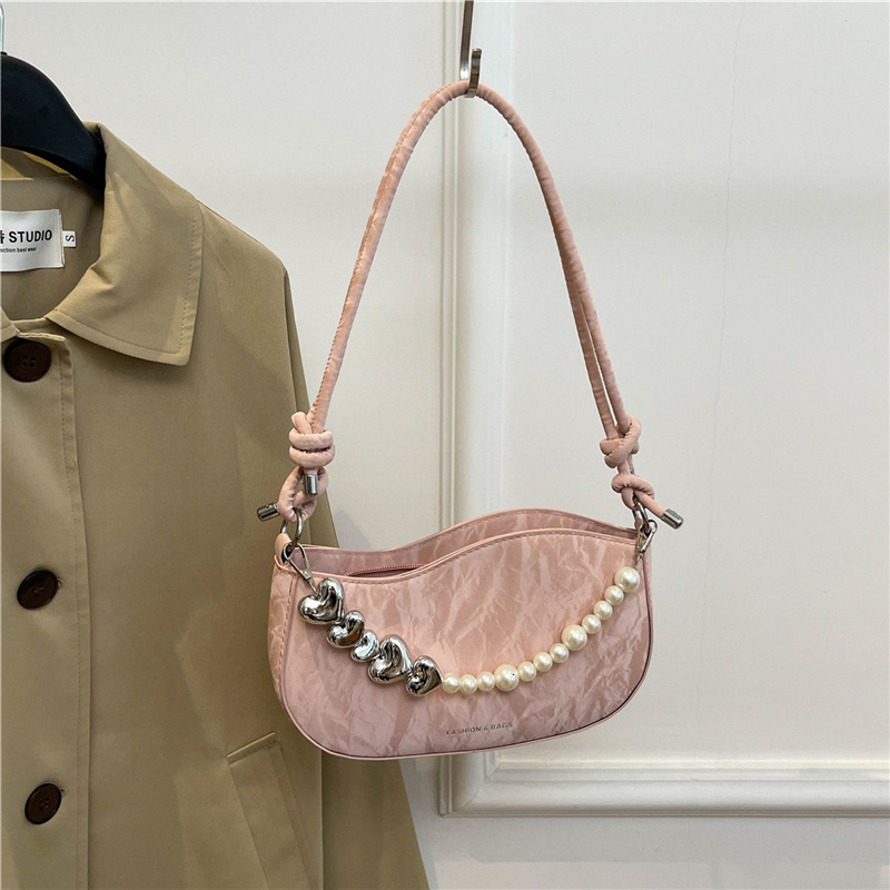 Free Delivery Designer Bag Small Niche Design For Women 2025 New High End Style French Stick Pearl Chain Armpit Single Shoulder Crossbody Luxury Bag
