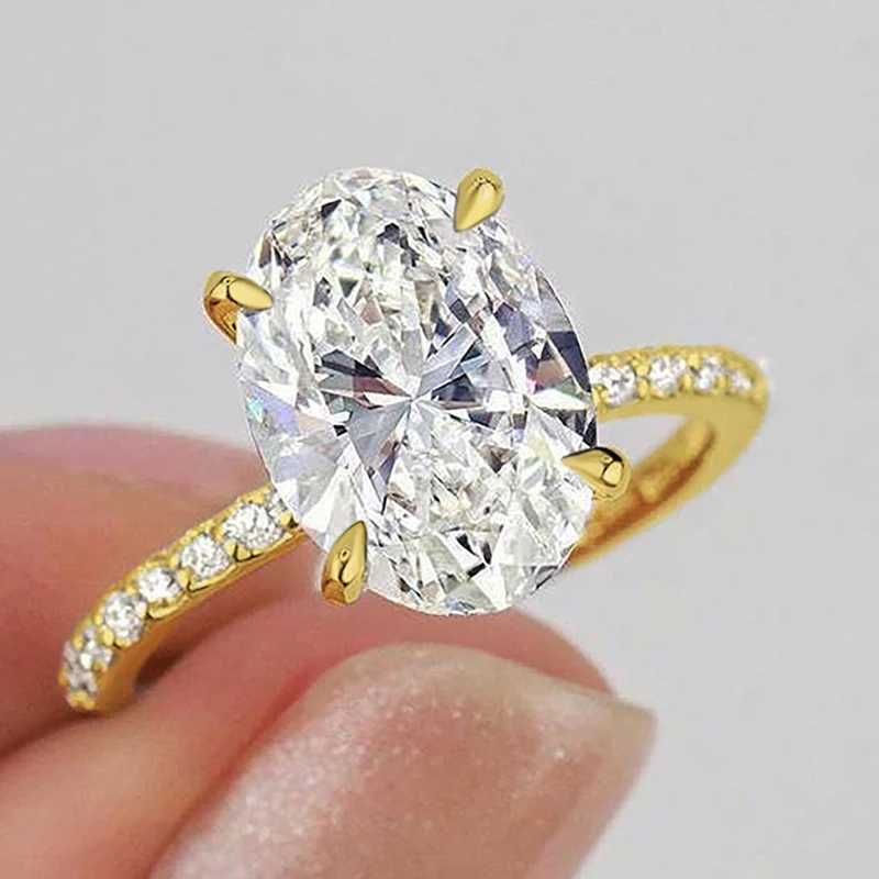 925 Sterling Silver Zirconia 1-4.5CT Gorgeous Shiny Oval Stone Ring For Women Engagement Wedding Luxury High Quality Fine JewelryXJ250514