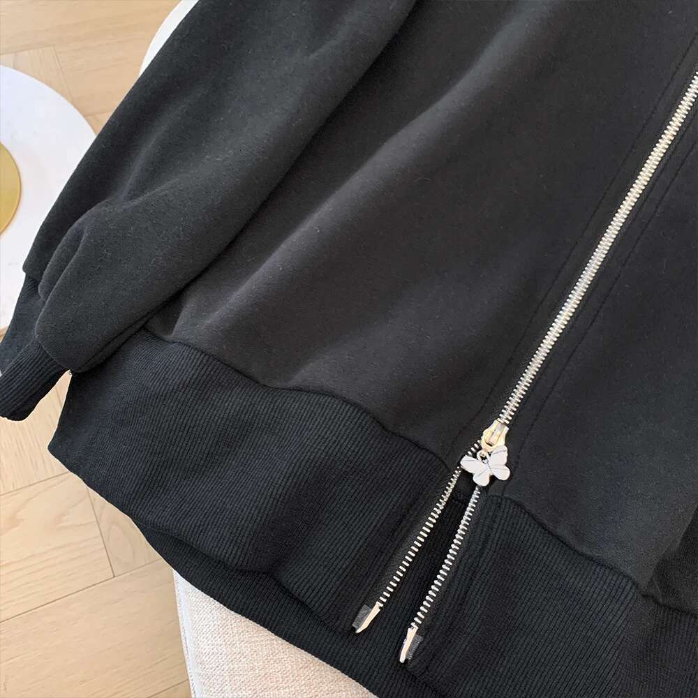 Spring Autumn Plus Size Women's Lapel Lace Edge Black and White Splicing Jacket Casual Loose Commuter Long Sleeve Top