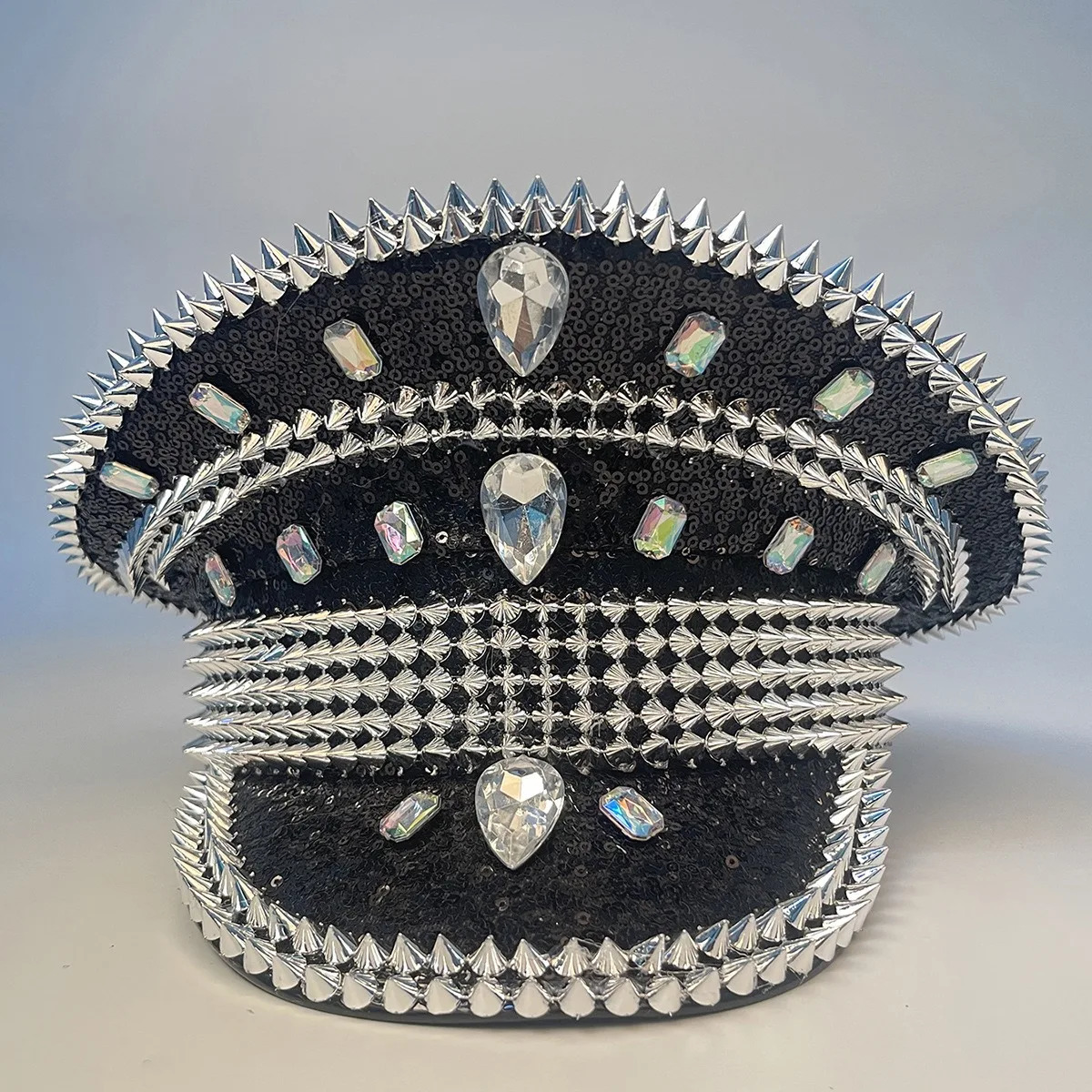Silver Sequin Diamond Bride Caps Bling Visors Hen Party Queen Hats Beret Women Wedding Hat Pography Shows Accessories 250513
