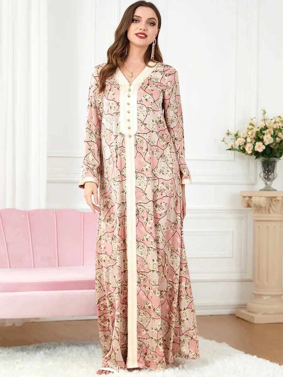 Abaya Muslim Women Dress V Neck Jalabiya Morocco Party Dress Abayas Casual Vestidos Largo Robe Moroccan Caftan Ramadan 2025 X250514