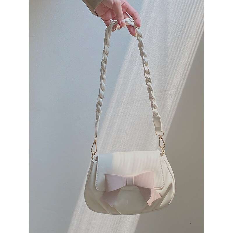 Advanced Style For Women, New Women's Bow Shaped Small Round Pleated Cloud Soft Shoulder Bag, Crossbody Bag