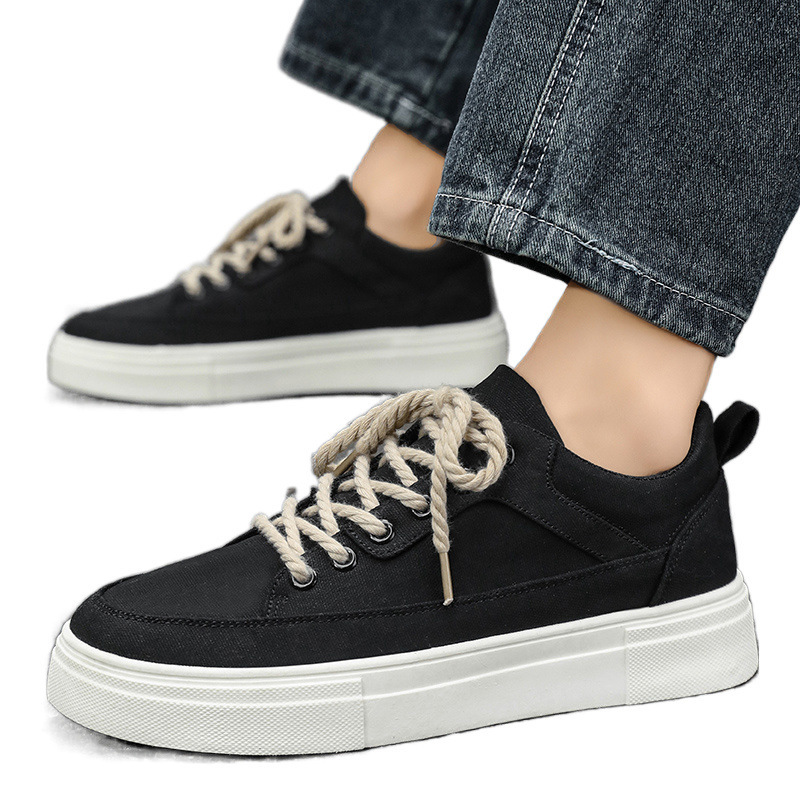 Autumn Low Cut Canvas New Black Simple And Fashionable Casual Shoes Casual Shoes Men S Versatile Sports Board Shoes Ddmysaturn