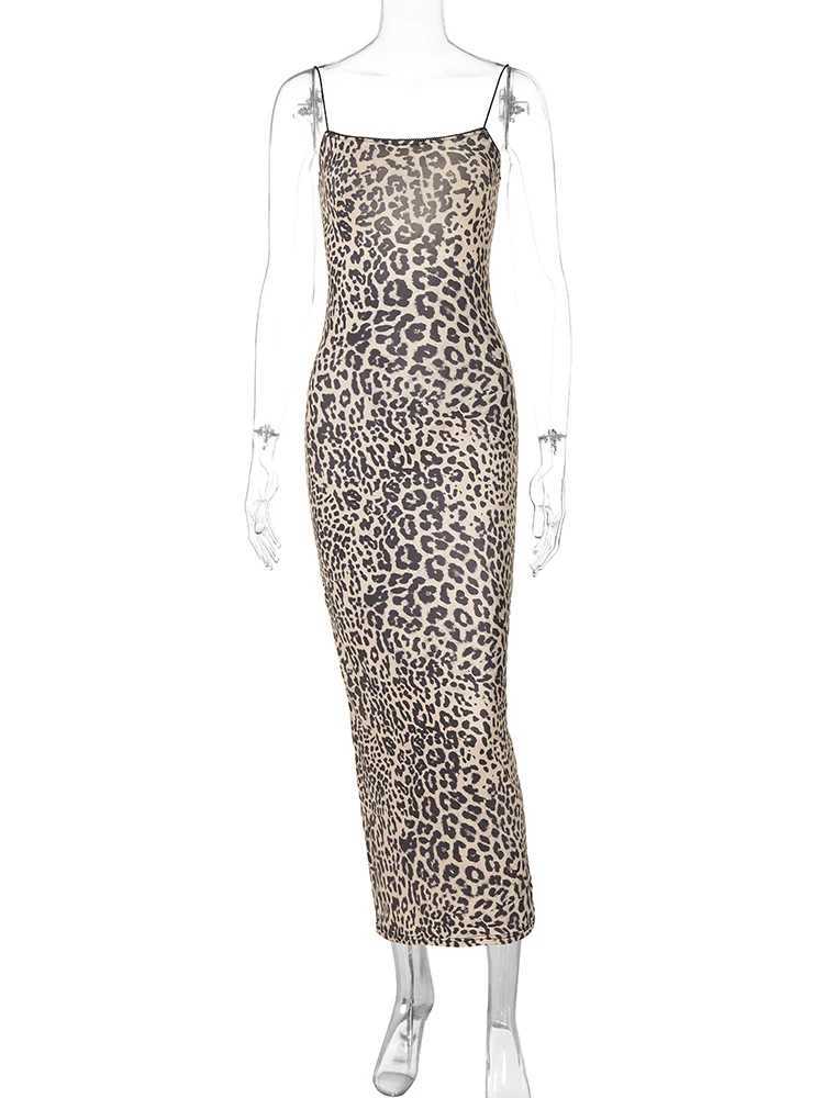 Quick view Wish list 2025 Fashion Leopard Print Slips Backless Sexy Bodycon Maxi Dress Summer Women Casual Clothes Beach Party Vacation ClubXJ250514
