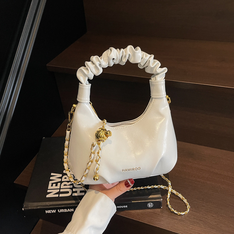 Niche handbag women's spring and summer 2025 new fashion chain shoulder crossbody pleated hand-held dumpling bag