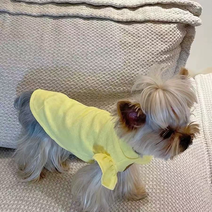 T00198 Lace small flying sleeve vest Maltese Yorkshire dog cat clothes have texture