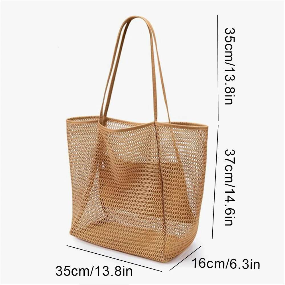 Beach Tote Women Swimming Mesh Shoulder Bags Multifunction Large-Capacity Lightweigh Travel Storage Bag