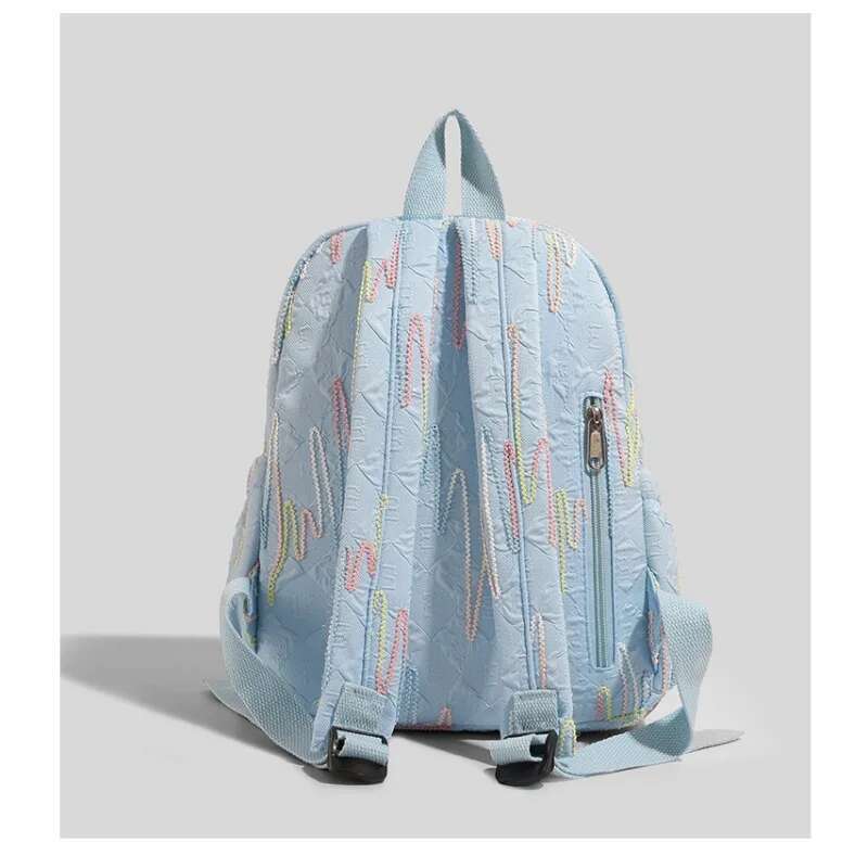 2025 New Fashionable Simple Backpack Casual Bag Color Block Student Backpack Cotton Canvas Designer Lightweight Travel High Beauty Original Stay Style