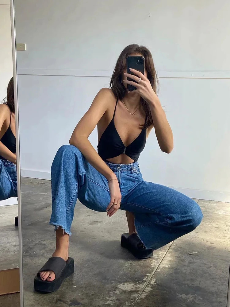 Cryptographic Casual Fashion Straight Leg Womens Jeans Denim Bottom Harajuku Boyfriend Long High Waist Baggy Jeans Fall Pants 250513