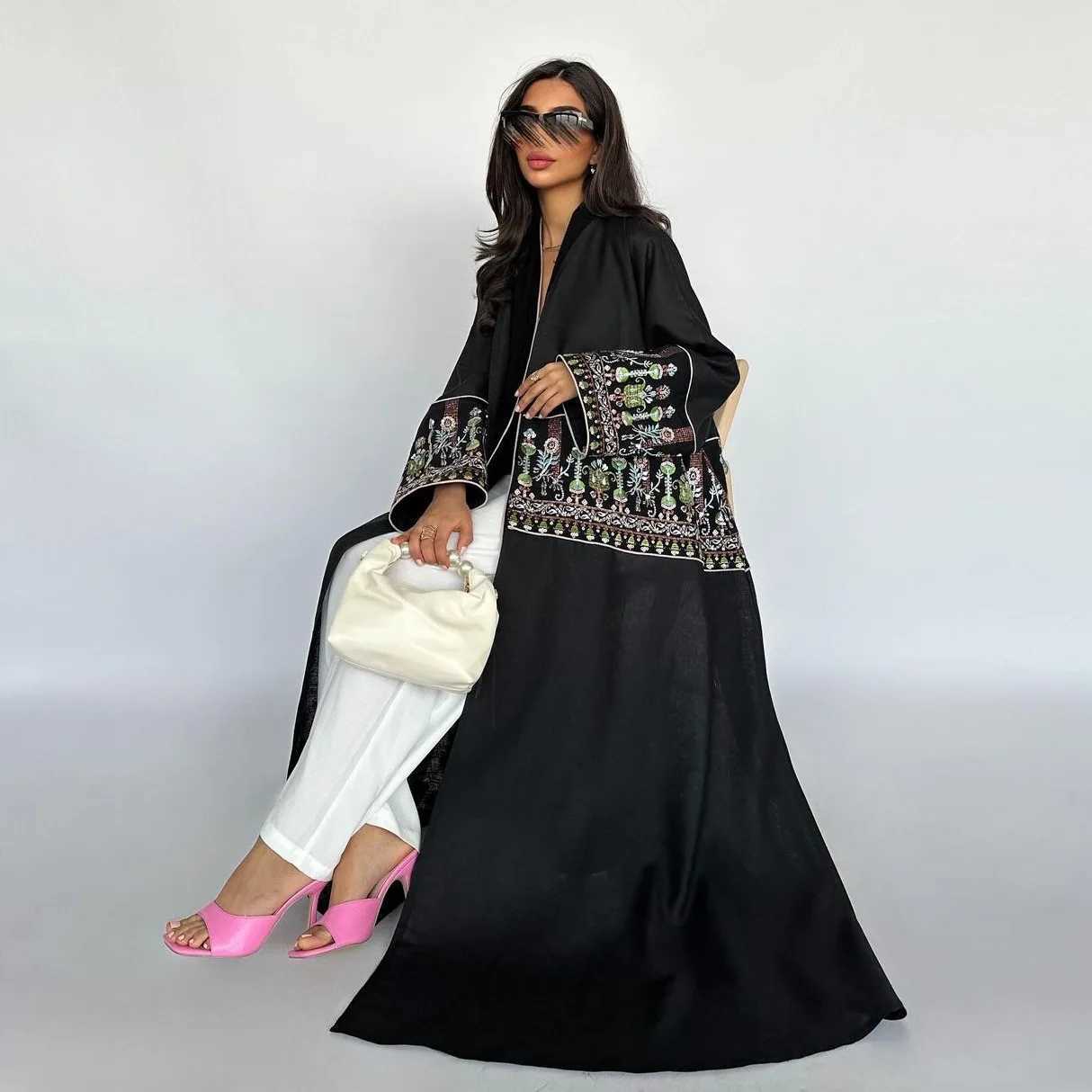 Embroidery Abayas Muslim Women Open Kimono Long Dress Kaftan Turkey Dubai Eid Ramadan Mubarak Islamic Cloth Jalabiya Caftan Robe X250514