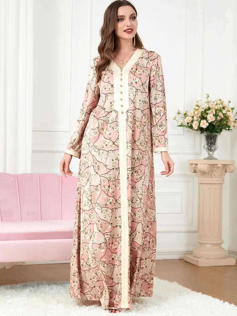 Abaya Muslim Women Dress V Neck Jalabiya Morocco Party Dress Abayas Casual Vestidos Largo Robe Moroccan Caftan Ramadan 2025 X250514