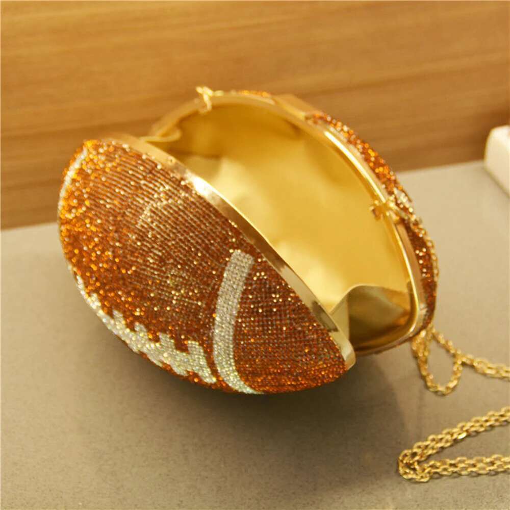 Bling Football Shape Evening Rhinestone Dinner Purse Creative Banquet 2025 Euro-American Shiny Dia Clutch Bag