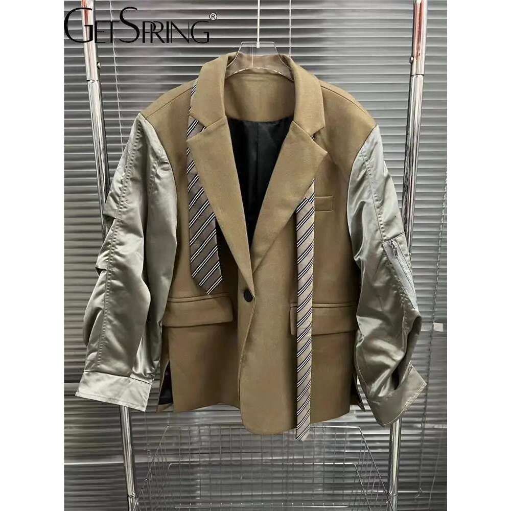 Getspring Women 2024 Autumn Single Button Full Sleeve Ladies Blazer Coat Fashion Loose Casual Women's Long Suit Jacket