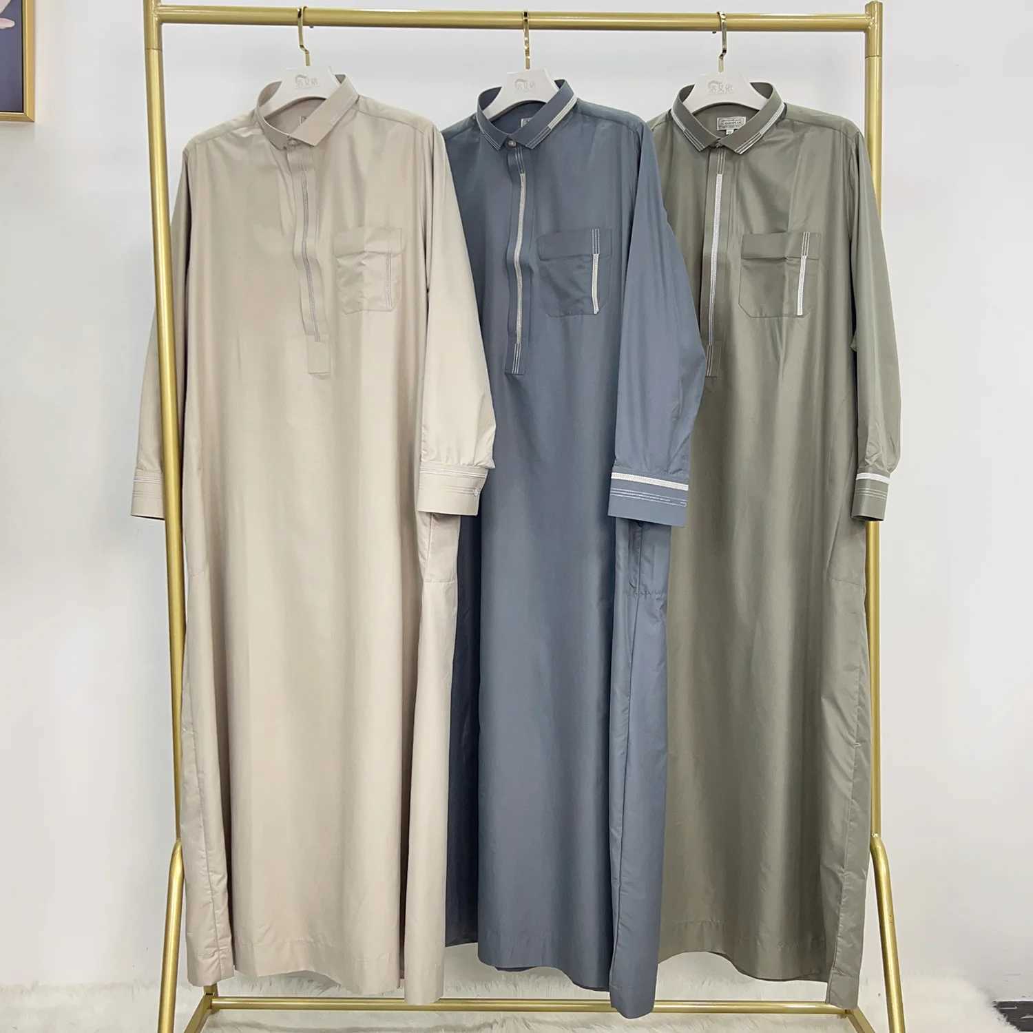 New Muslim Men Jubba Thobe Eid Ramadan Islam Clothing Saudi Arabic Robe Turkey Kaftan Dubai Abaya Zipper Button Daffah Dishdasha X250514
