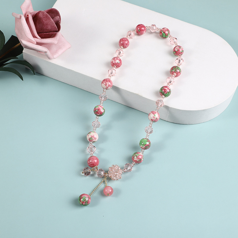 Creative and Personalized Korean Women's Rain Colored Stone Fashion Crystal Elastic Rope Double Loop Bracelet Hand String Jewelry