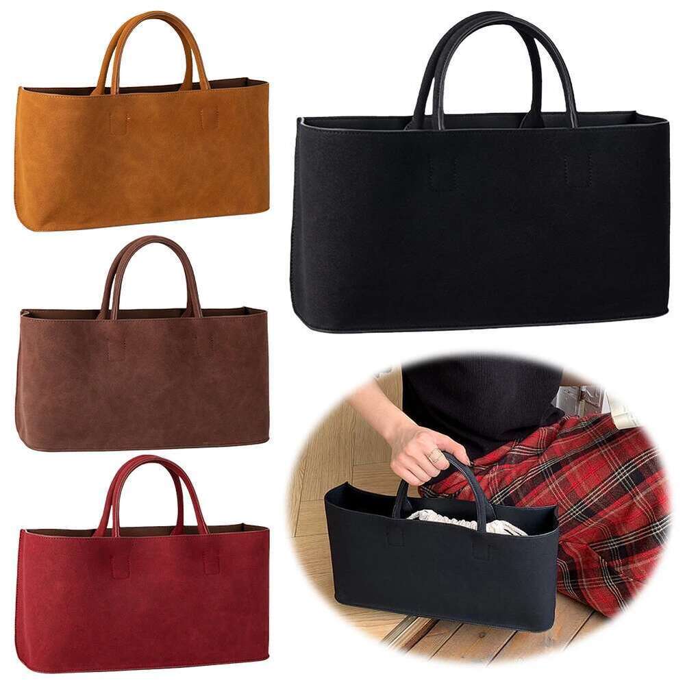 2024 Trend Suede Women's Handbag Large Capacity Versatile Top Handle With Inner Bag Vintage Solid Commuter Casual Tote Bags