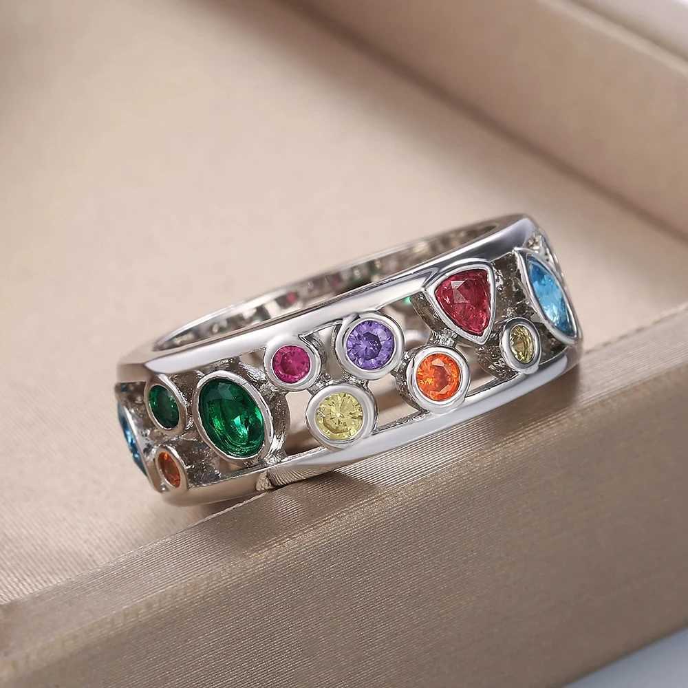 925 Sterling Silver Vintage Colorful Crystal Promise Rings For Women Girls Luxury Designer Jewelry WholesaleXJ250514