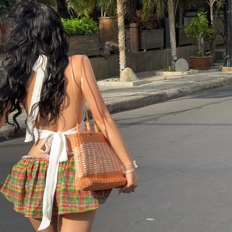 WhereMery Casual Sexy Stripe Print Mini Skirts Temperament Summer Women Beach Sunshine Skirt Fashion Elasticity Short Dress 250514