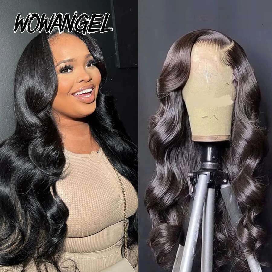 Wow Angel 250% Density 13X6 Front Body Wave Melt Skins 13X4 HD Lace Full Frontal Wig Human Hair Wigs Pre Plucked