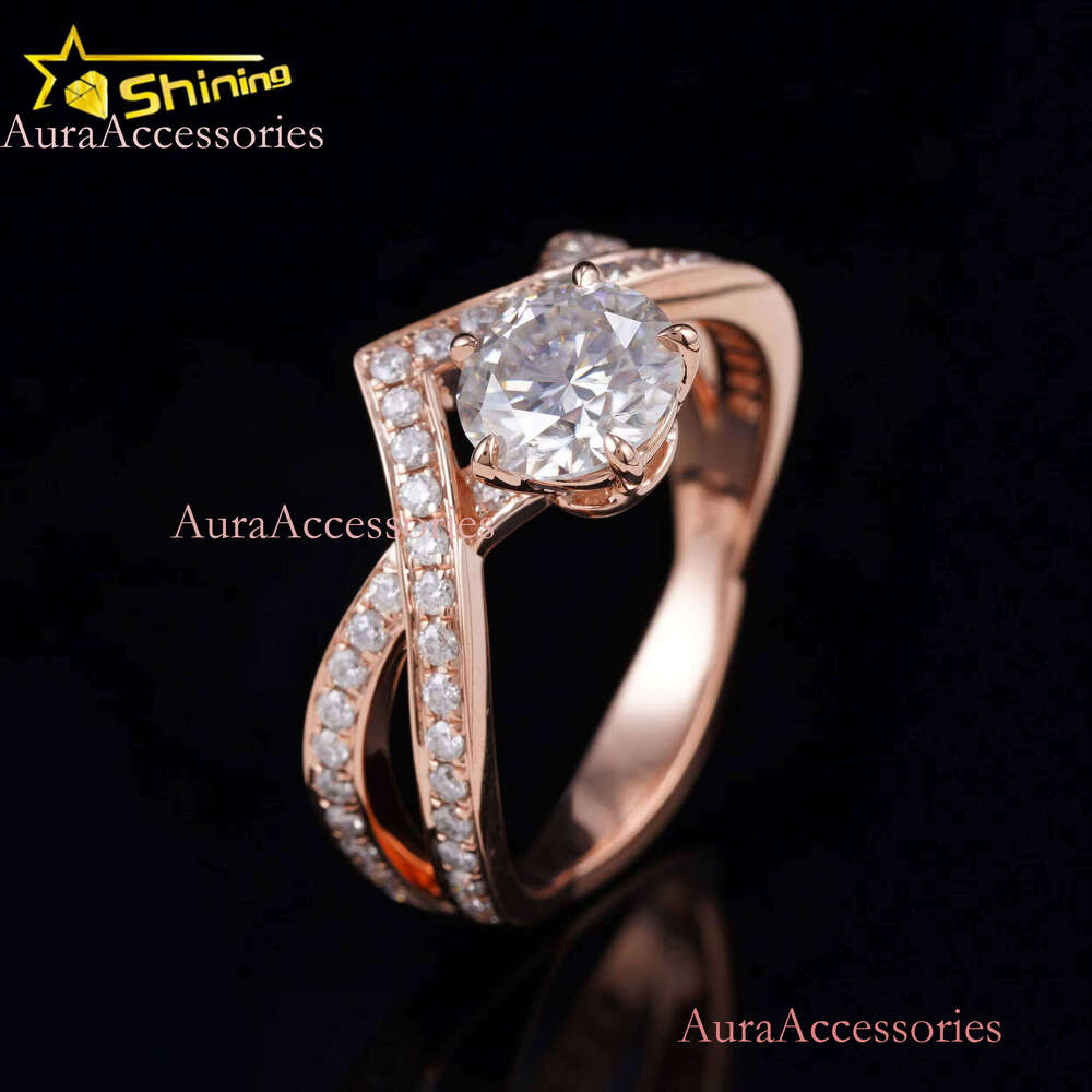 High Quality Handmade Wedding Band Design 14K Gold Lab Grown Dia Jewelry Women Real Moissanite Ring