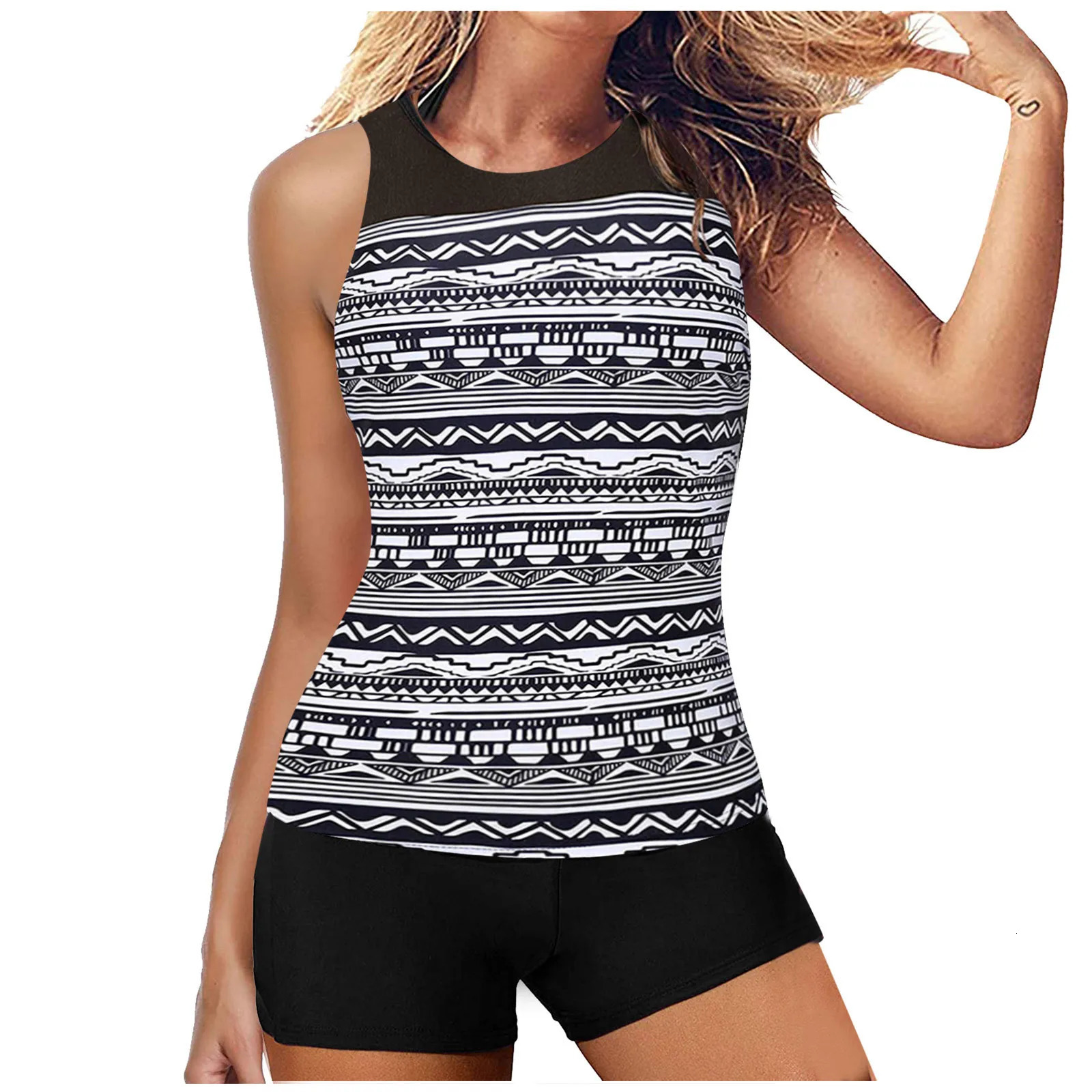 Gradient Tankini Swimsuits Women Sexy Swimwear Two Piece Female Vintage Sport Two Piece Swimming Suit Maillot De Bain Xxl 250509