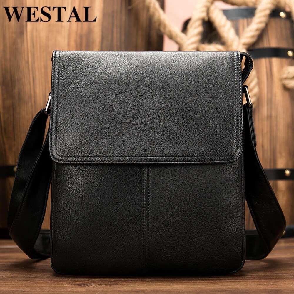 WESTAL Designer Satchel Men's Shoulder Bags Handbag Men Leather Man Messenger Bag
