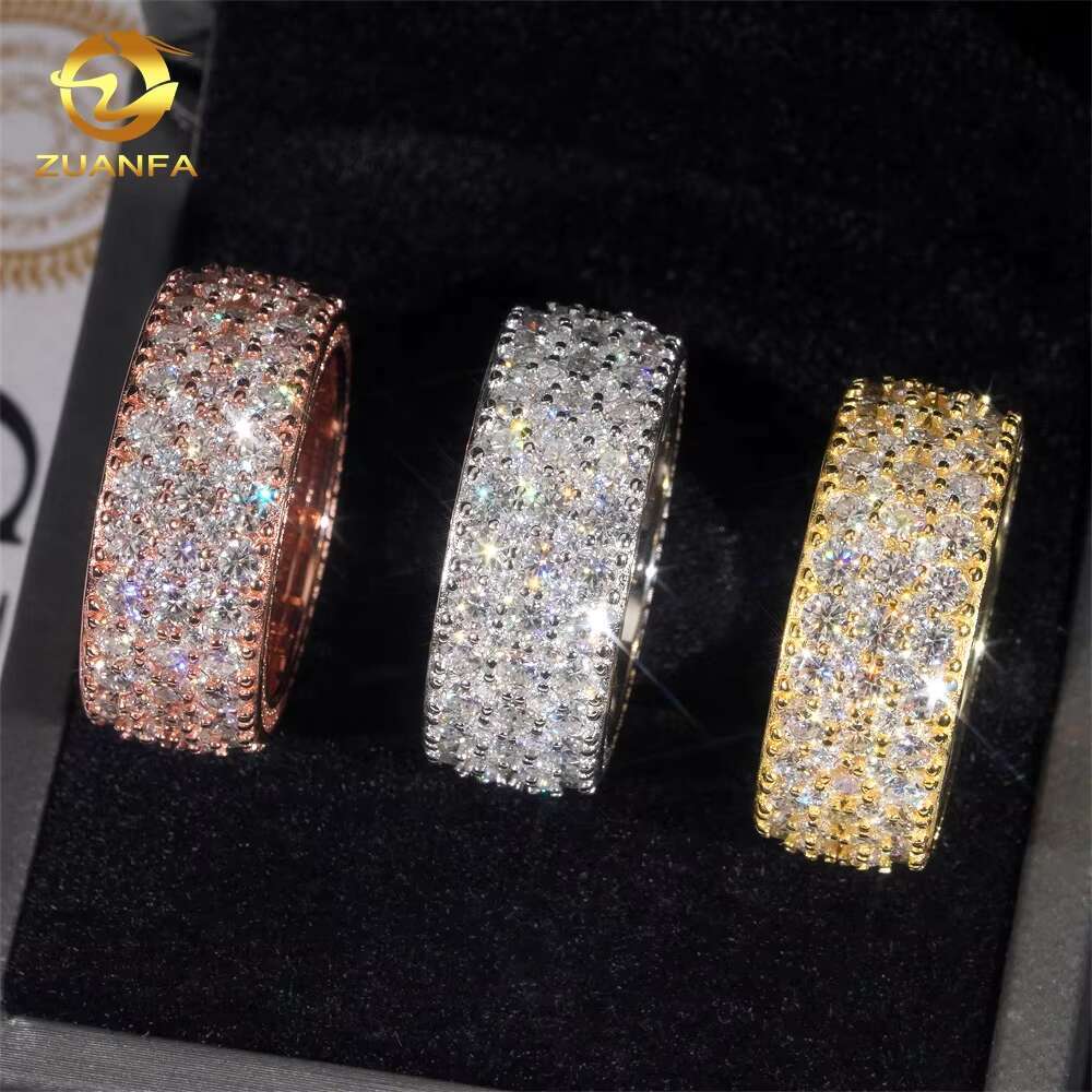 Wholesale Price Hip Hop Eternity Rings 925 Silver Iced Out Moissanite Diamond Ring for Men