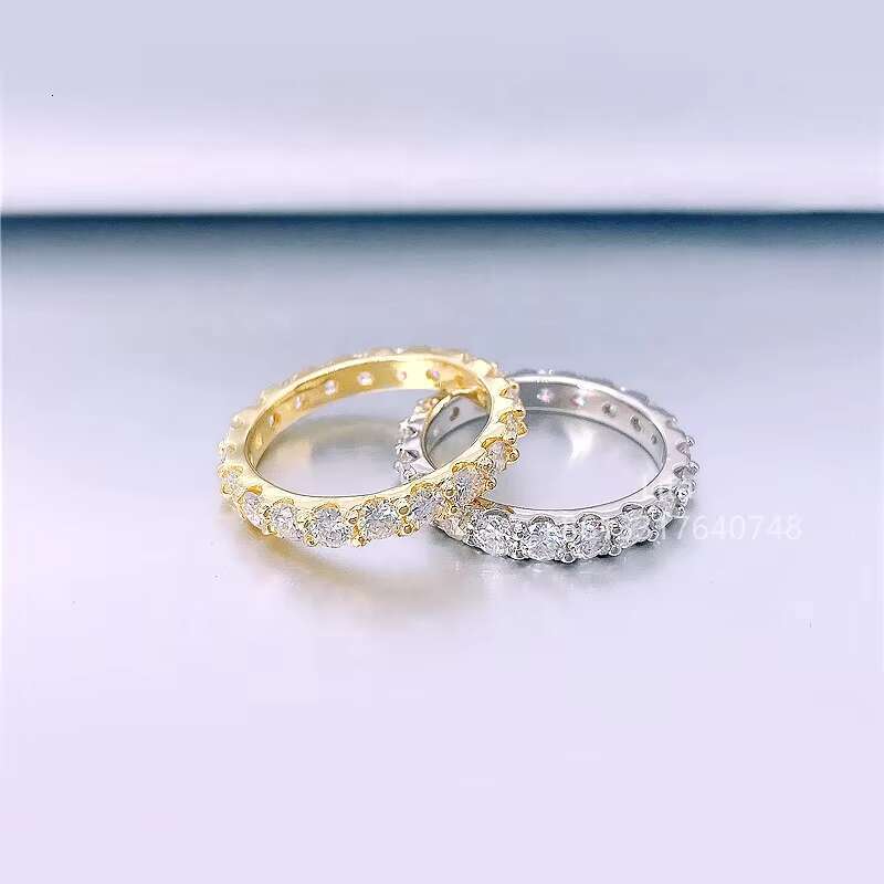 Brilliant Eternity Band 2mm 3mm Vvs Moissanite Solid Silver 925 Rose Gold Plated Womens Engagement Ring