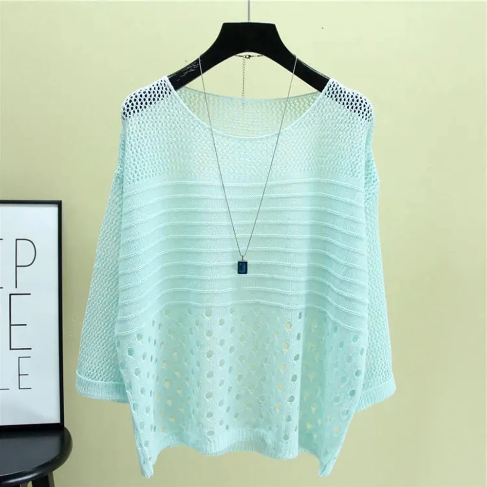Spring and Summer Ice Silk Knitted Vest Top Hollow Out Thin Bottoming Sling Streetwear Womens Clothing Shirt 250514