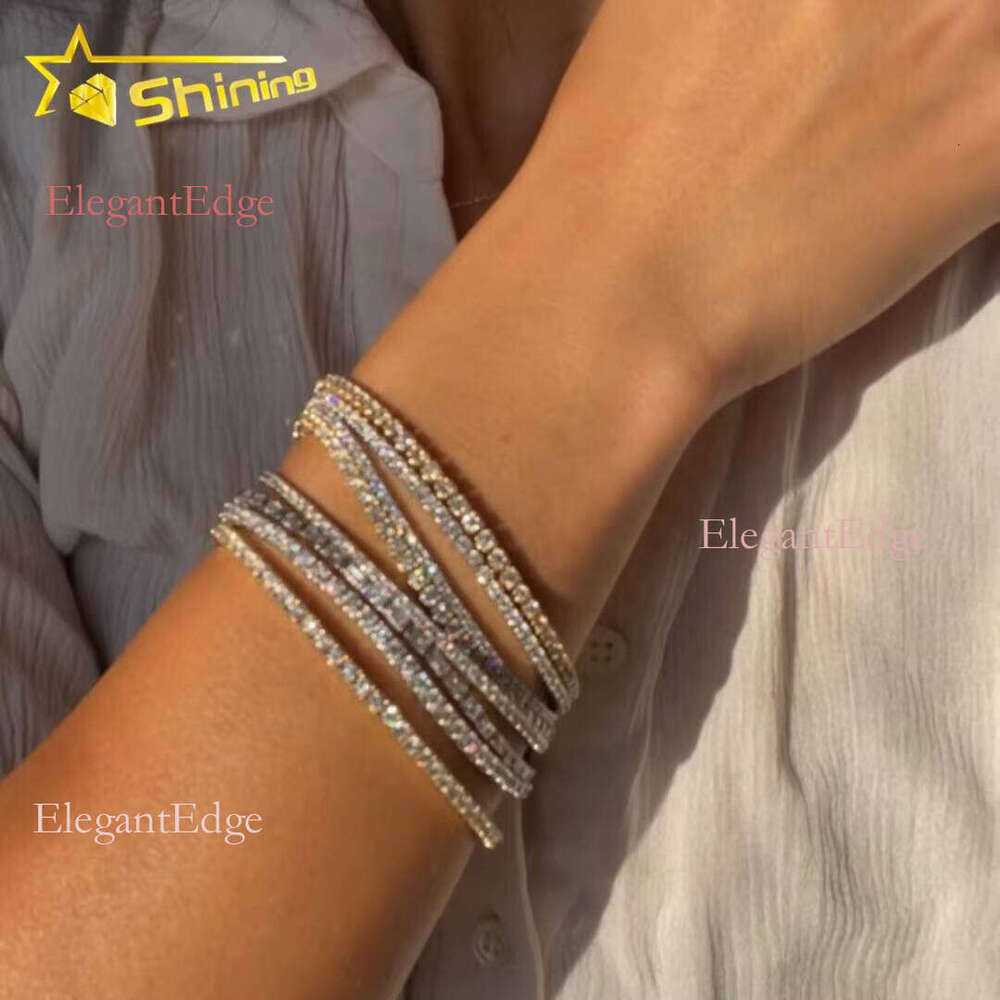 Custom Unisex Class Design Chain Fine Jewelry Iced Out 10K Real Gold VS1 2mm 3mm 4mm Lab Grown Dia Tennis Bracelet