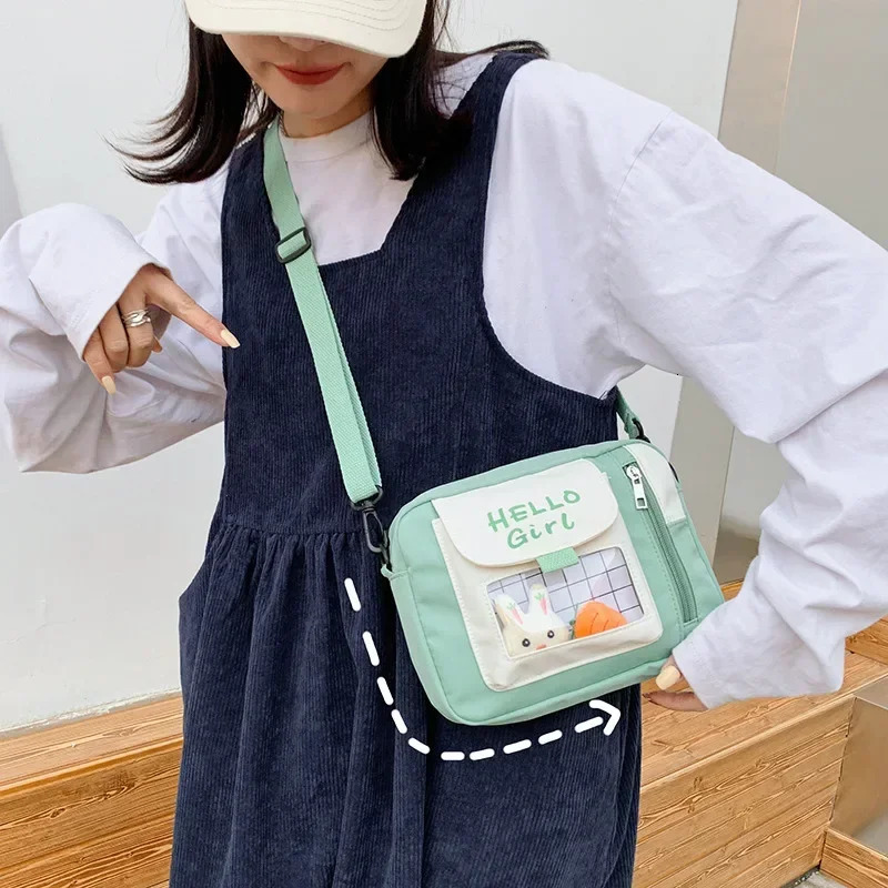 Women Crossbody Female Cute Girl Canvas Student Korean Version Oneshoulder Small Square Bag Multifunctional Allmatch Cross 250514