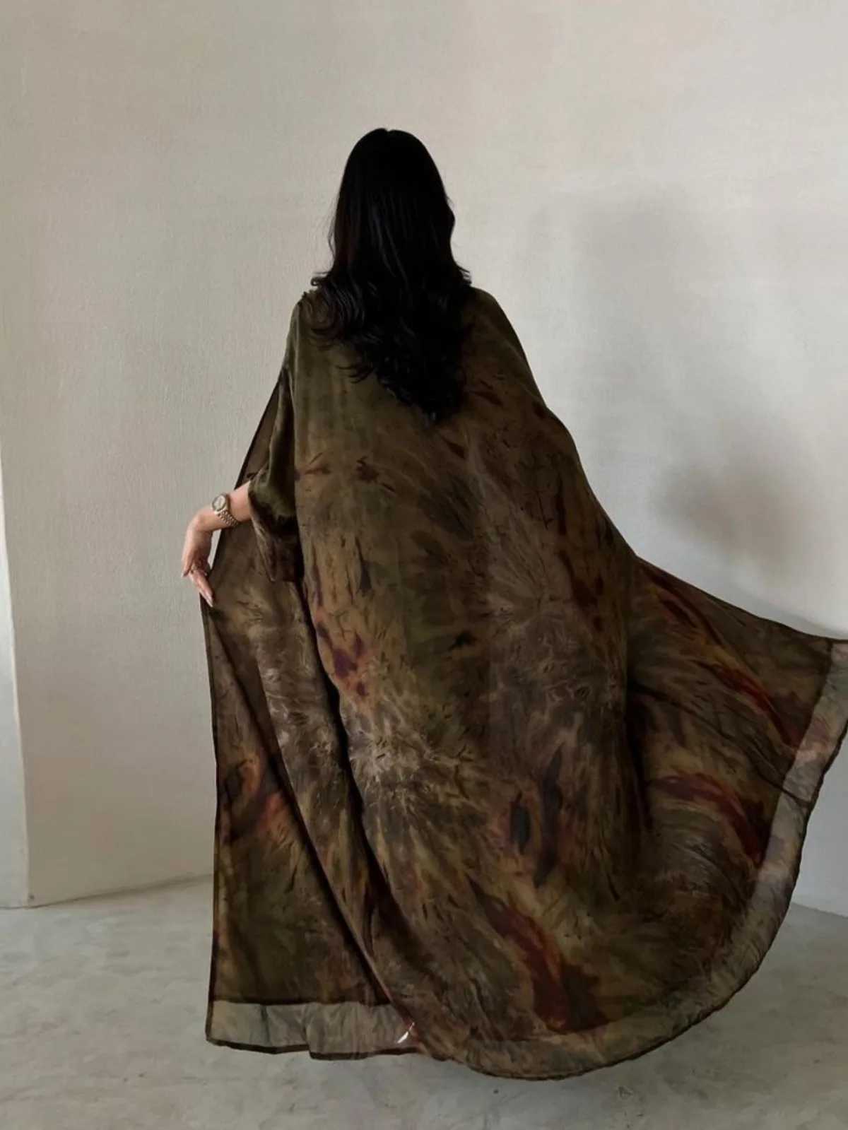 Printed Open Front Abaya Muslim Kaftans Full Slve Maxi Dress Women Jilbabs Turkey Robe Caftan Arabian Abayas Islamic Clothing X250514