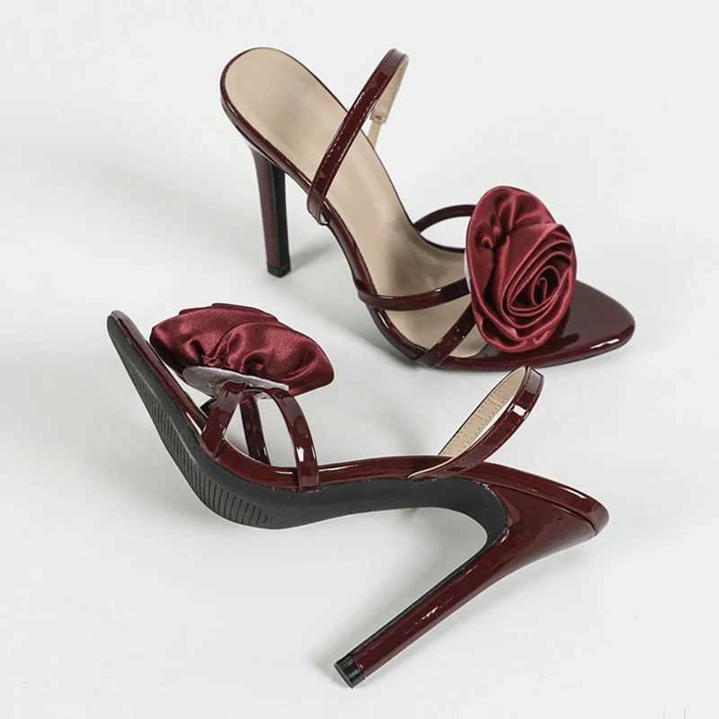 Similar Summer Fashion Silk Rose Flowers Open Toe Slip On Back Strap Sandals Women Thin High Heels Wedding Prom Shoes Zapatos Mujer W250514