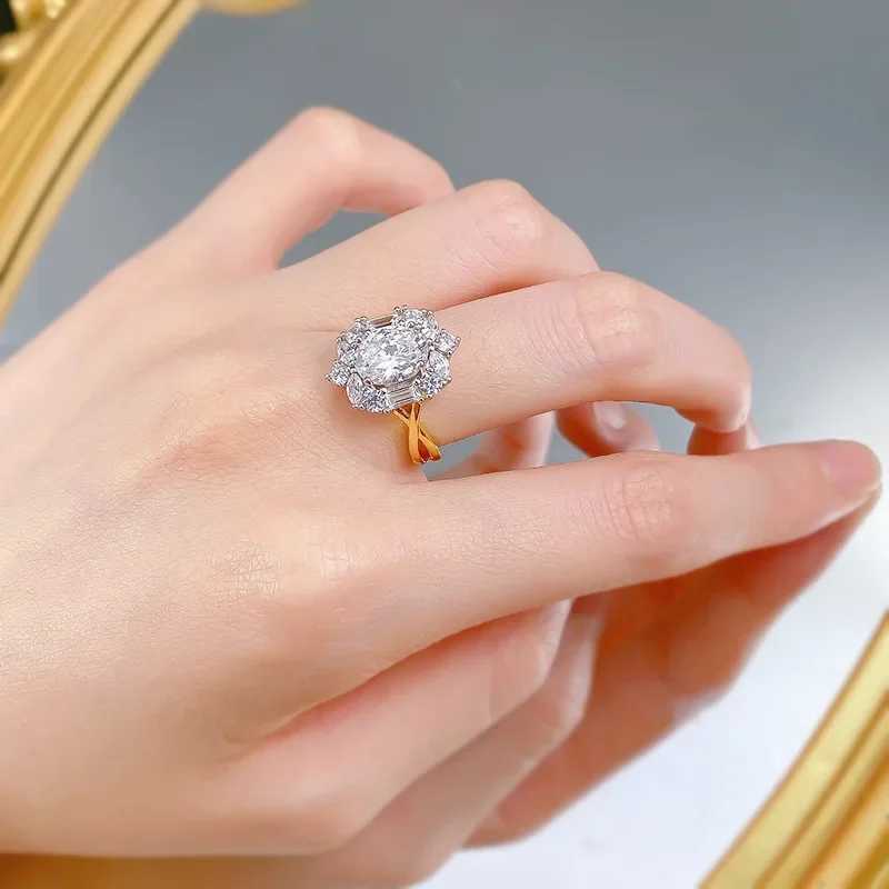 14K Gold Vintage Lab Diamond Ring 100% Real 925 Sterling Silver Party Wedding Band Rings for Women Engagement Jewelry GiftXJ250514