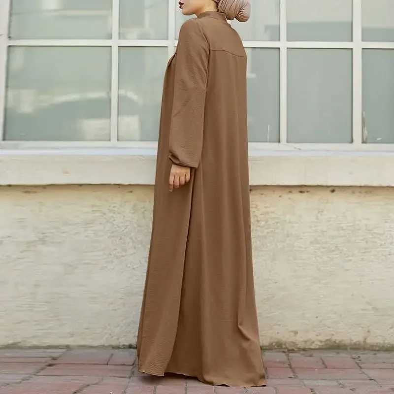 Jalabiya Dress Women Long Slve Muslim Eid Casual Solid Color Abaya Caftan Kaftan Dresses Ramadan Abayas Vestido Zipper Robe X250514