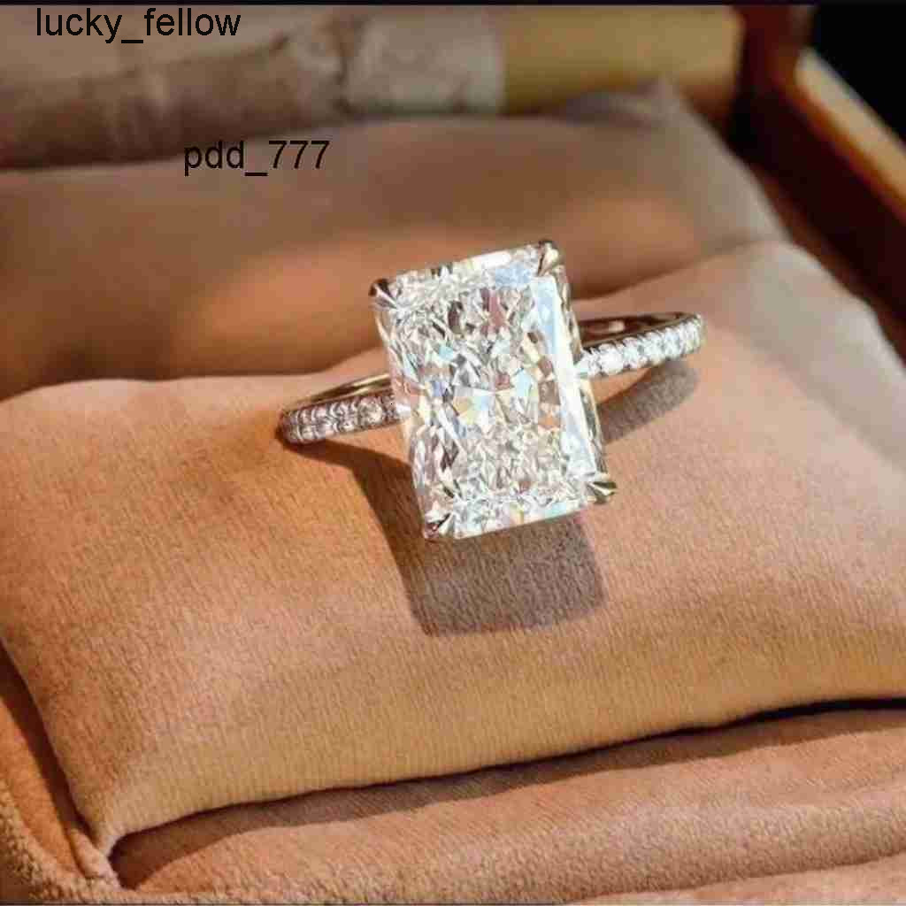 Custom Made 14K Pure Gold Moissanite Engagement Ring VVS Color D Clarity Emerald Cut Cushion Shaped Gemstone Fine Jewelry