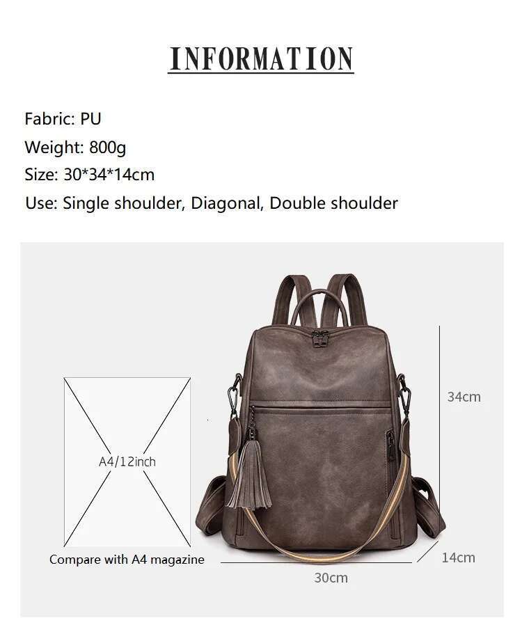 Leather Purse For Women Designer Travel Backpack Purses PU Fashion Ladies Shoulder Bag With Tassel