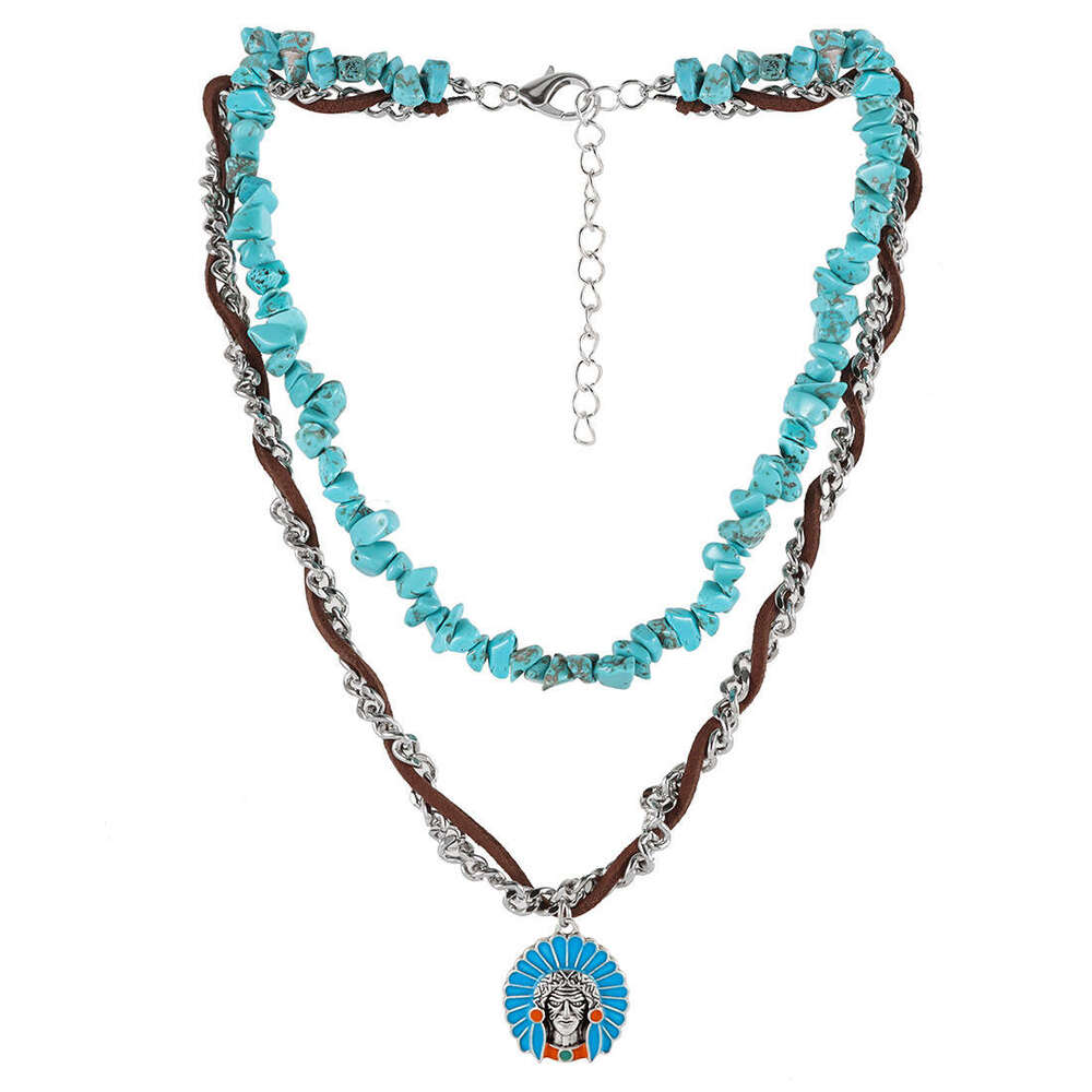 Jewelry turquoise necklace Bohemian style multi-layer layered collarbone chain NK24180