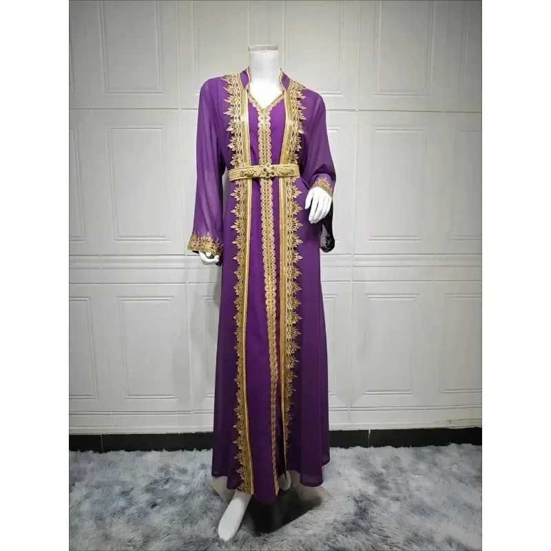 Eid Muslim Women Party Dresses 2 Piece Set Embroidery Arab Long Robe Ramadan Dubai Abayas Islam Kaftan Muslim Dress Women X250514