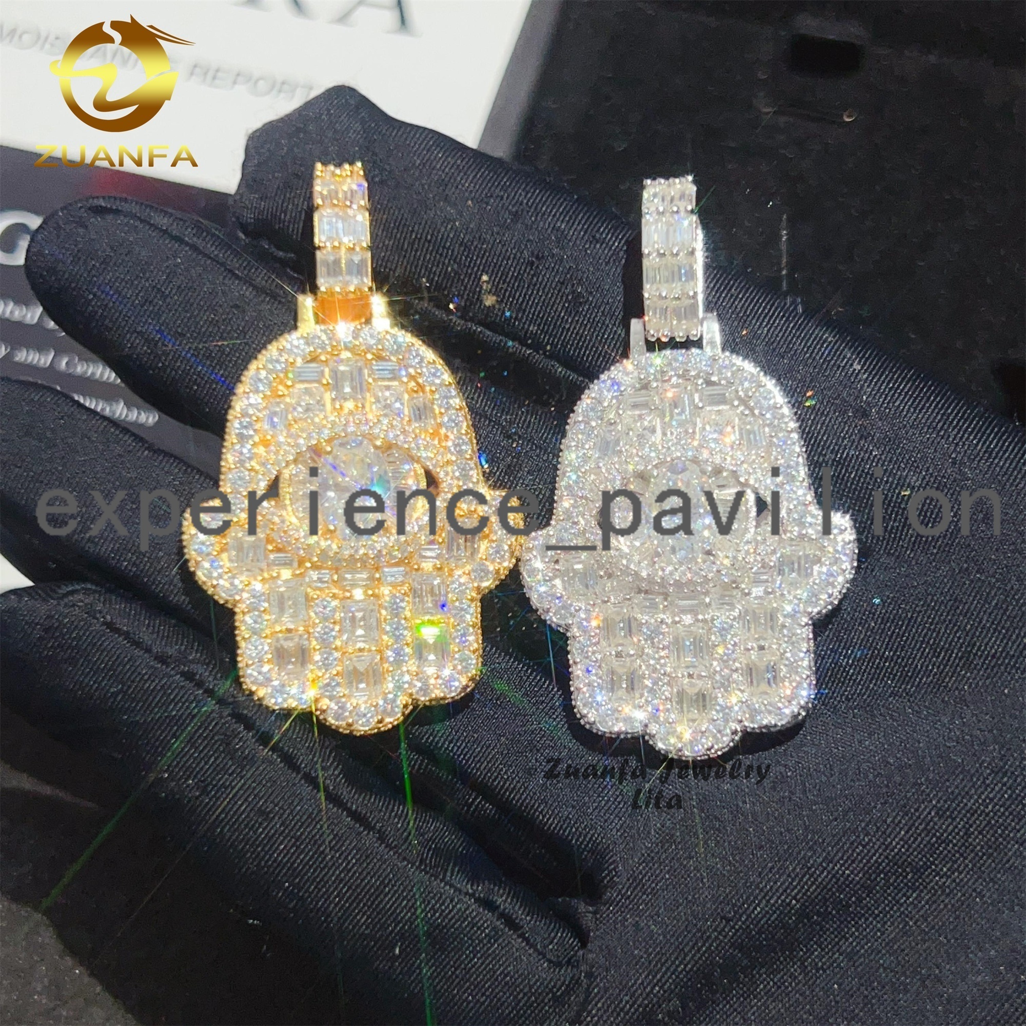 Fine Jewelry Top Quality Hip Hop Rapper Charms Silver 925 Iced Out VVS Moissanite Diamond Hamsa Pendant