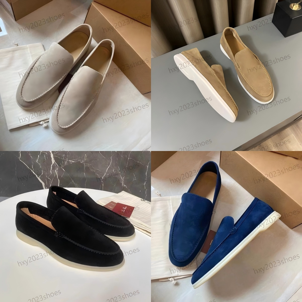 With Box Loafers Womens Men Designer Shoes Dress loafer Luxury Fashion Business Cashmere Leather Flat Shoes Low Top Suede Casual Summer Charms Walk Shoes
