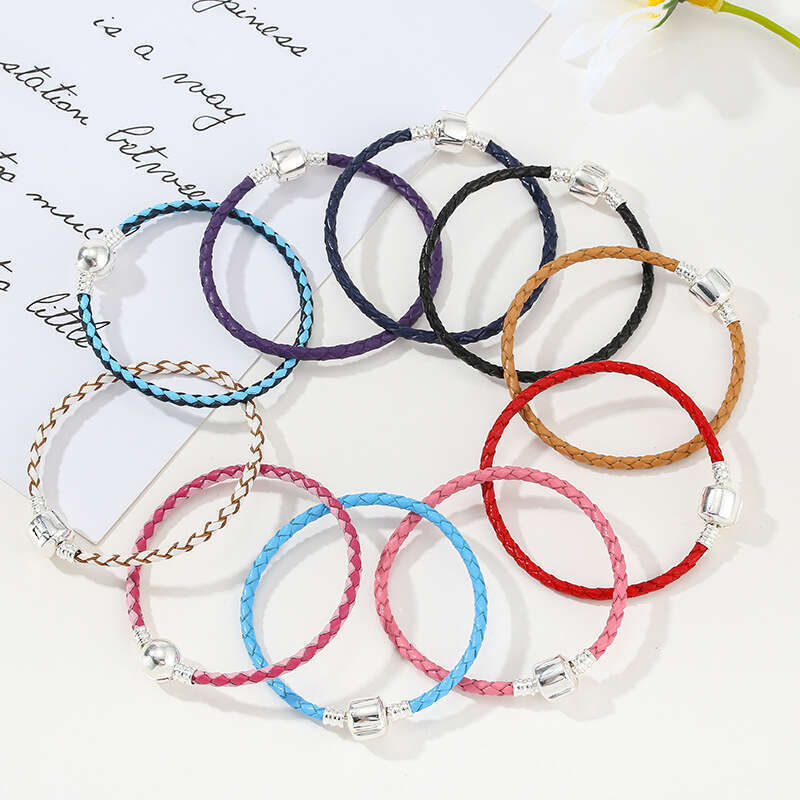 3mm Pan Family Color Single Loop Rope Love DIY Leather Bracelet Basic Chain Jewelry