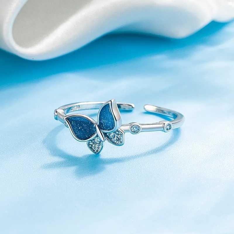 925 Sterling Silver Blue Zircon Butterfly Engagement Rings For Women Wedding Stackable Luxury Jewelry Silver 925 JewelleryXJ250514