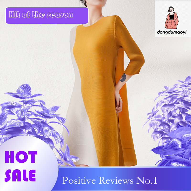 dongdumaoyi Shopee loose oversized round neck mid length dress looks slim and fashionable