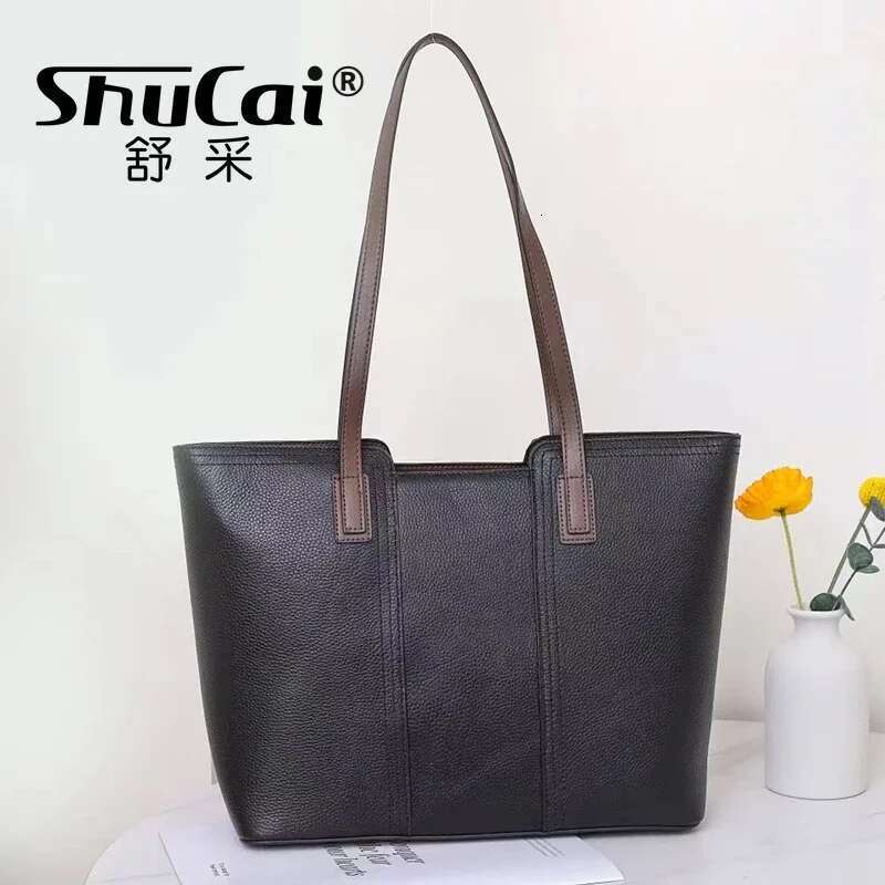 Genuine Leather Handbags High Quality Girls Vintage Fashion Large Capacity Travel Shopping Leisure Shoulder Bags