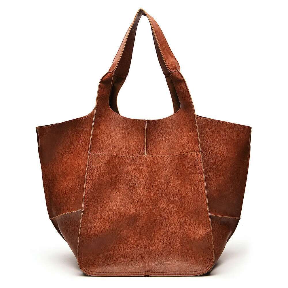 Vintage Large Capacity Handbags PU Soft Leather Big Designer Women Shoulder Beach On Vacation Woman Bag Tote 2024
