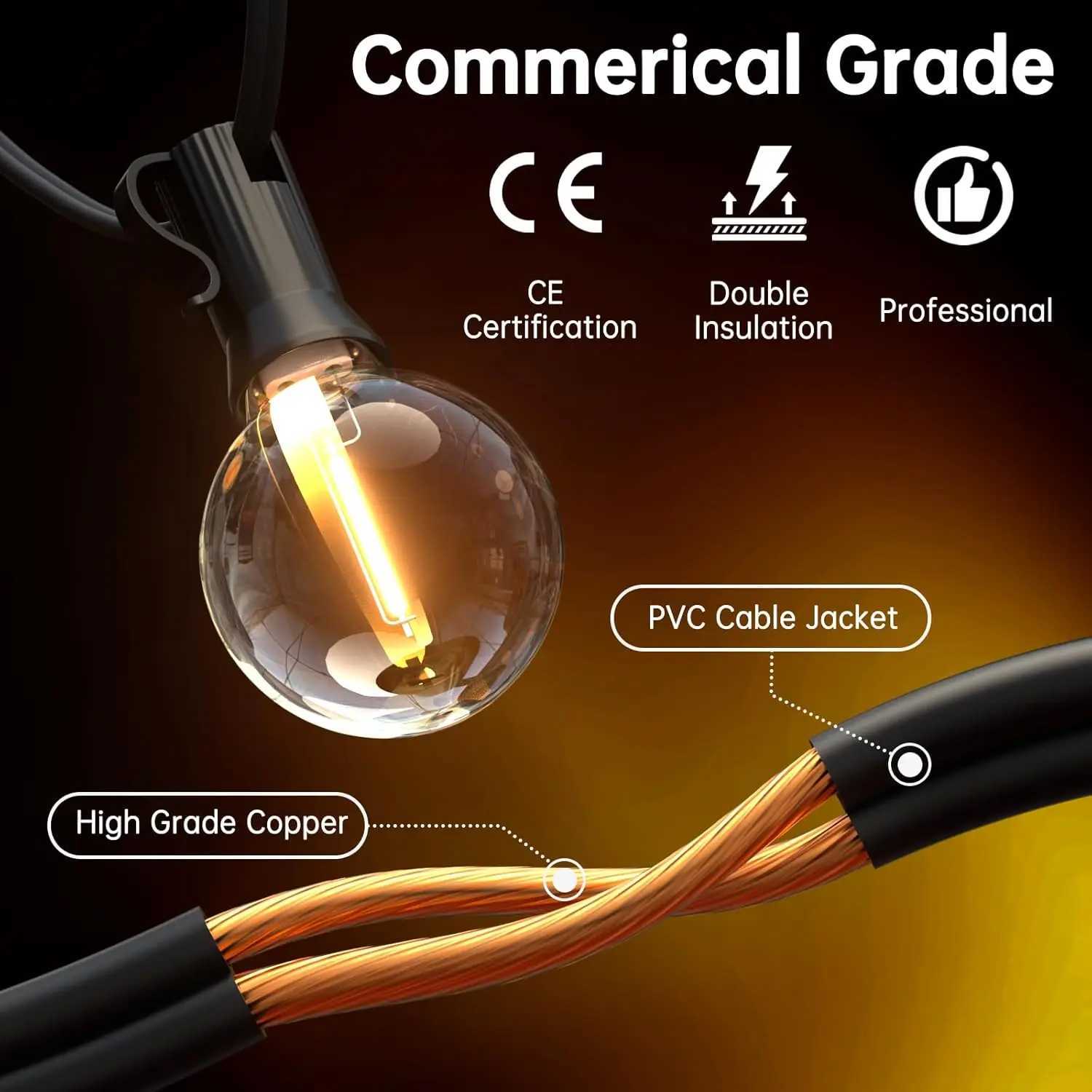 Mexllex G40 LED Globe String Lights Outdoor with Plug Plastic Waterproof Bulbs For Christmas Party Garden Decorate Garland Lamp Z250514