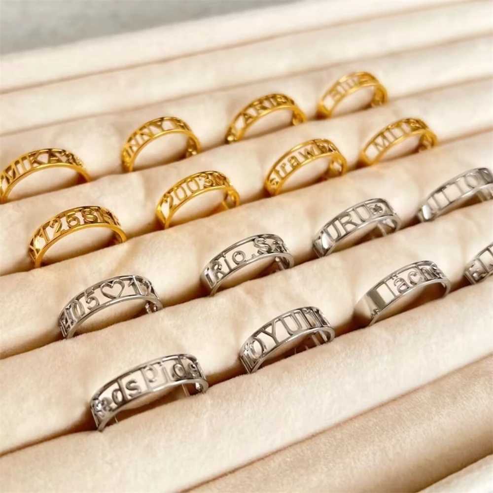 Roman Numeral Ring Custom Name Date Rings for Women Wedding Jewelry Anniversary Gift Stackable Stainl Steel Letter RingsXJ250514