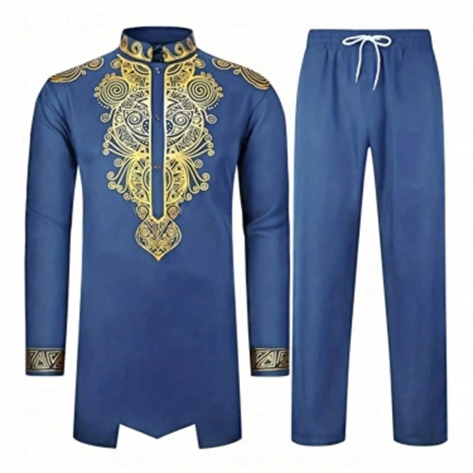 Middle East Traditional Culture Muslim Robe Arab Mens Traditional Clothing 3d Technology Printed Pattern Two Piece Set Clothing X250514