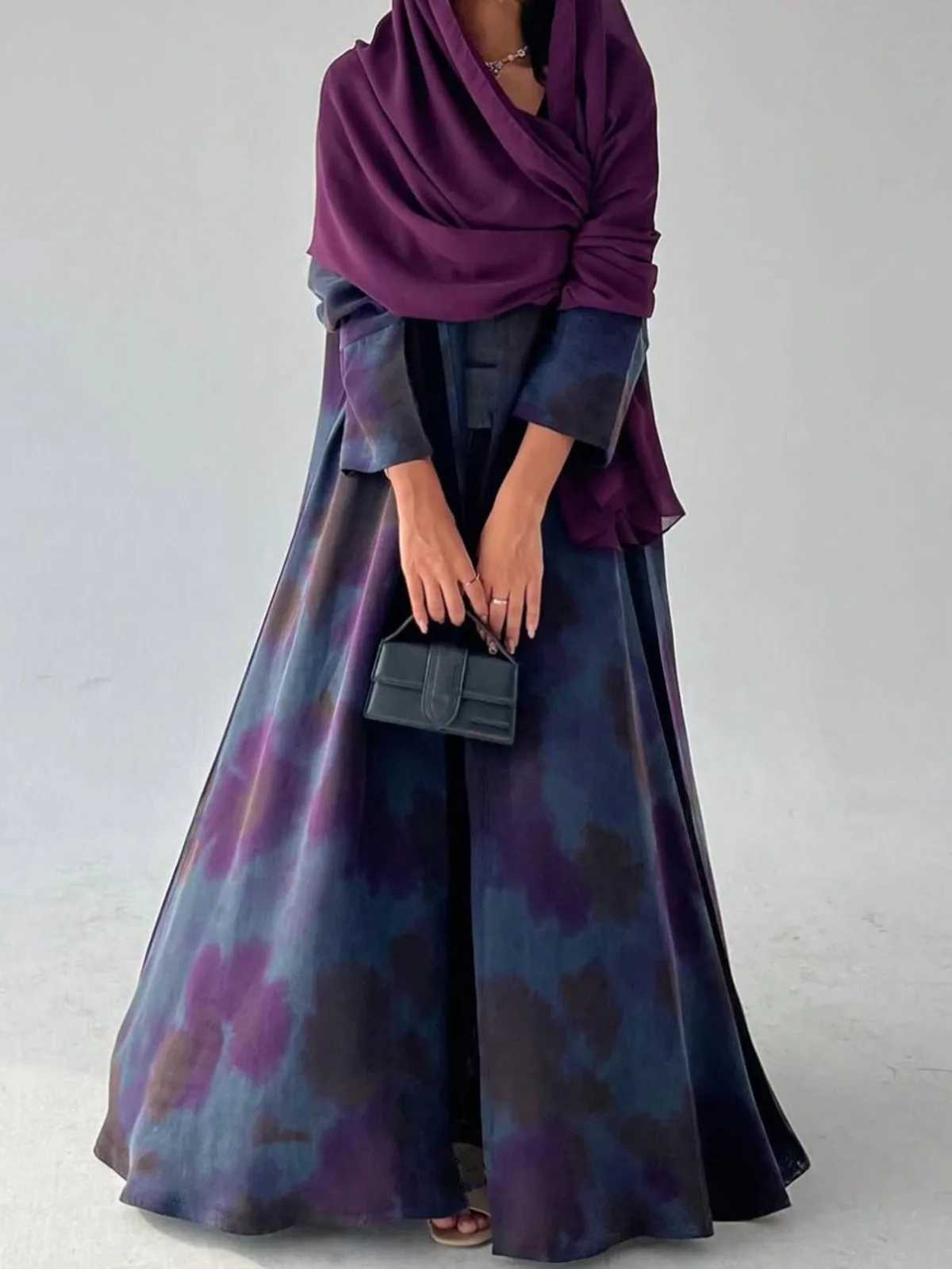 Middle Eastern Loose Abaya Muslim Full Slve Printed Open Front Abayas Women Jilbabs Islamic Maxi Dresses Turkey Kaftans X250514